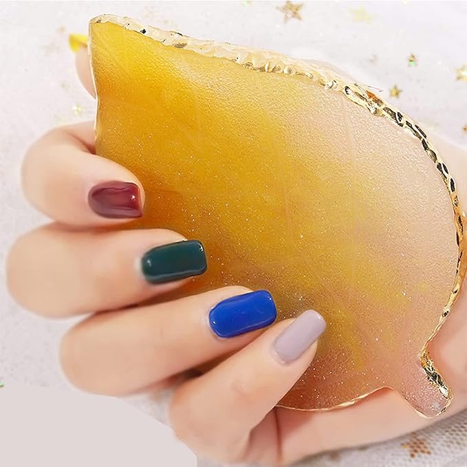 1 Piece Nail Art Palette Nail Polish Palette Mixing Palette Makeup Plate Nail Plate for Nail Art Nail Tip Holder Nail Art Display (yellow leaf)-FemmiqueWomen