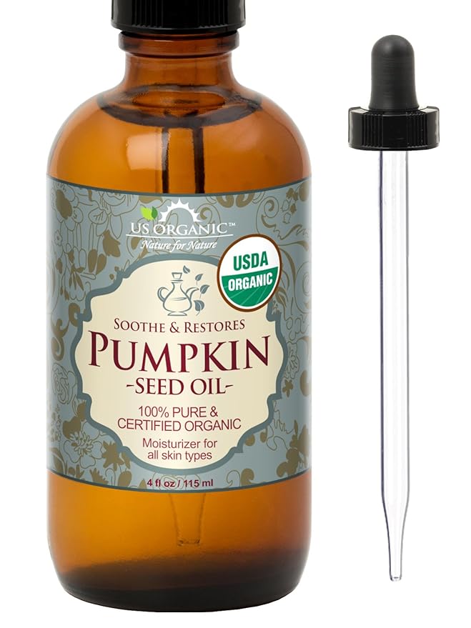 US Organic Pumpkin Seed Oil, USDA Certified Organic,100% Pure & Natural, Cold Pressed Virgin, Unrefined in Amber Glass Bottle w/Glass Eyedropper for Easy Application (Large (4 oz, 115 ml))-FemmiqueWomen