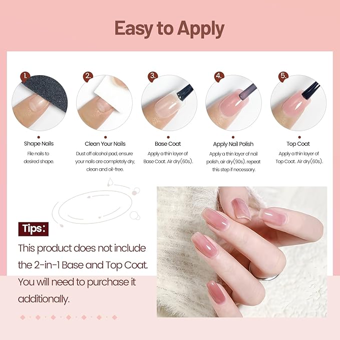 Jelly Nail Polish Set 6 Colors Nude Pink Pale Purple Jelly Quick Dry Nail Polish Set for Nail Art Manicure DIY Salon-FemmiqueWomen