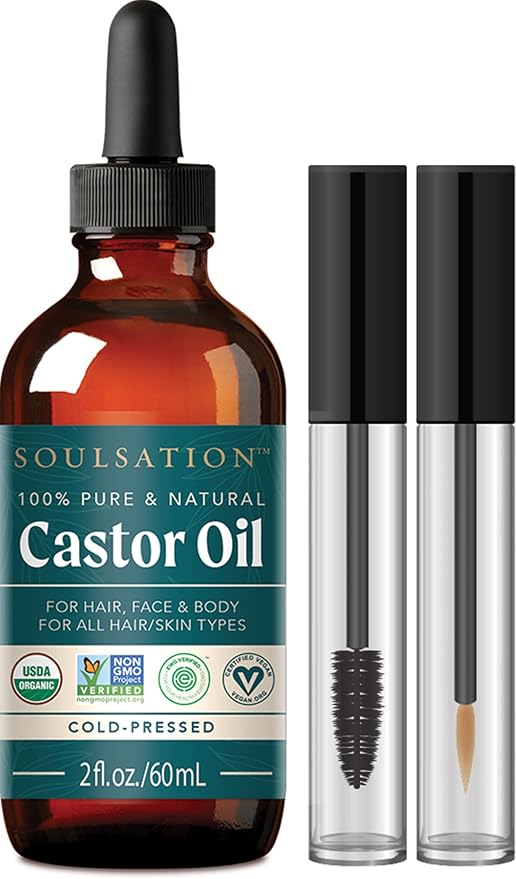 Organic Castor Oil for Eyelashes, Hair & Skin (2oz with Eyelash Kit) | 100% Pure, Natural Cold Pressed-FemmiqueWomen