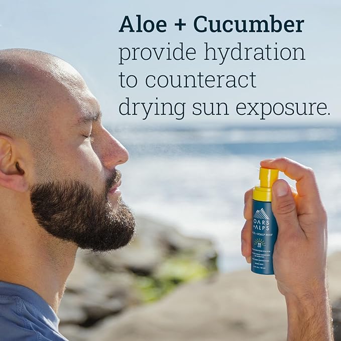 Oars + Alps Face & Scalp Sunscreen Spray Mist, SPF 35 Facial & Hair Sunscreen, Protects from Blue Light, Incfused with Aloe Vera + Cucumber, Water & Sweat Resistant, Summer Splash Scent, 2pk-FemmiqueWomen