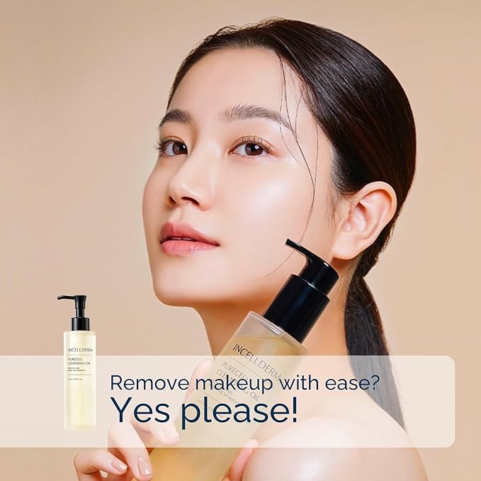 Riman Incellderm Purecell Cleansing Oil | 4.9 fl oz | Gentle Makeup Remover and Hydrating Cleanser | Lightweight and Non-Comedogenic | Suitable for Various Skin Types | Plant-Based Formula-FemmiqueWomen