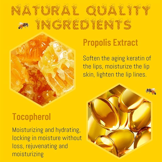 2PCS Bee Lip Balm Honey Pot, Honey Pot Lip Balm for Dry Cracked Lips, Strawberry Lip Balm Scrubs Exfoliator & Moisturizer, Hydrating Lip Balm Honey Pot with Wand, Lip Sleeping Mask (A)-FemmiqueWomen