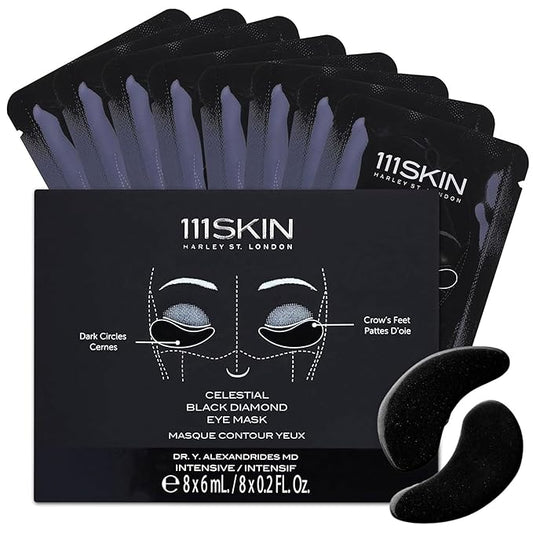 111SKIN Black Diamond Eye Mask, Hydrating Under Eye Patches for Dark Circles with Retinol, Hyaluronic Acid & Niacinamide, Helps Lift & Firm the Appearance of Fine Lines & Undereye Area, 8 Pairs-FemmiqueWomen