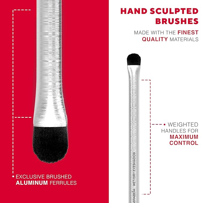 Mirabella Wet & Dry Eyeshadow Brush, Premium Professional Makeup Brush Collection, Cruelty-Free Synthetic Bristle Brush, Hand-Sculpted Brushed Aluminum Handle, Luxury Blending Brush for Makeup-FemmiqueWomen