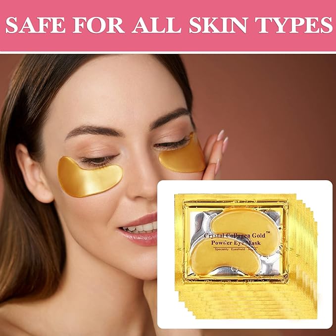 30 Pairs 24K Gold Under Eye Mask,Moisturising Under Eye Patches for Women,Crystal Collagen Eye Gel Pads for Reducing Fine Lines,Puffy Eyes and Dark Circles Under Eye Bags Treatments(Gold)-FemmiqueWomen