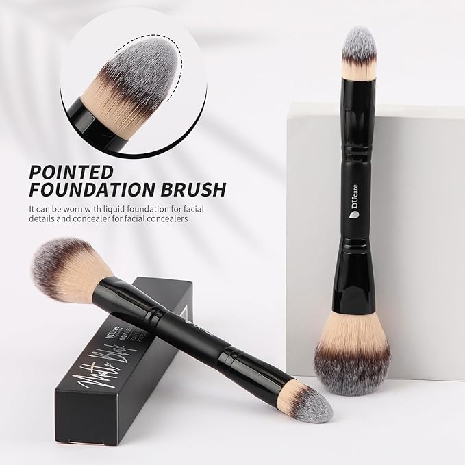 DUcare Powder Brush Foundation Brushes Double Ended Blush Setting Brush for Rounded Taperd Liquid, Cream, Powder,Blending, Buffing-FemmiqueWomen