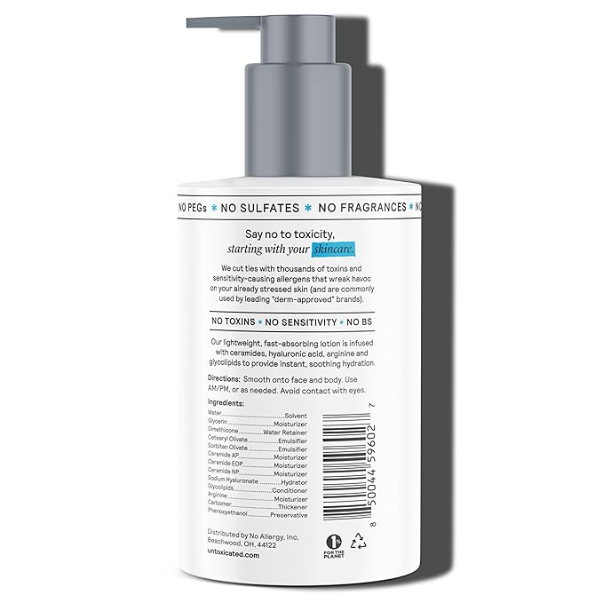 Moisturizing Lotion - Daily Face Moisturizer & Body Lotion for Sensitive Skin - Ceramides & Hyaluronic Acid - No Common Irritants - Non-Comedogenic - Oil-Free - Fragrance Free - 10 Ounce-FemmiqueWomen