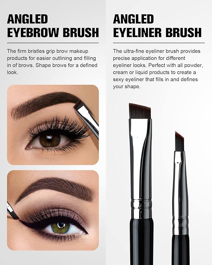 Eyebrow Brush & Eyeliner Brush, EigshowBeauty Double-Ended BrushesOne Brush For 2 Uses - Black (D104)-FemmiqueWomen