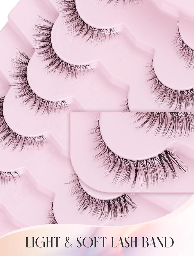 Lashes Natural Look False Lashes Wispy Lashes Fake Eye Lashes Strip Lashes Natural Eyelashes Wispy Natural Lashes UP24-FemmiqueWomen