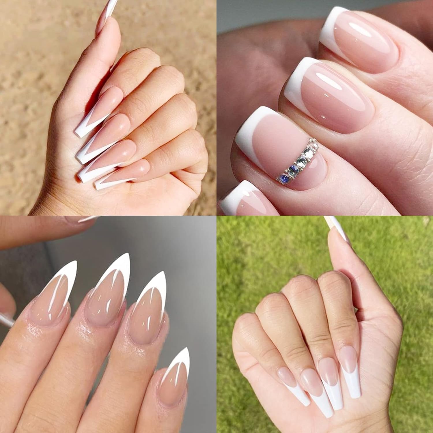 1422 Pcs French Tip Nail Guides, Self-Adhesive French Moon Shaped V-Shaped Manicure Strip Stickers for Edge Auxiliary Black DIY Decoration Stencil Tools(11 Designs, 36 Sheets)-FemmiqueWomen