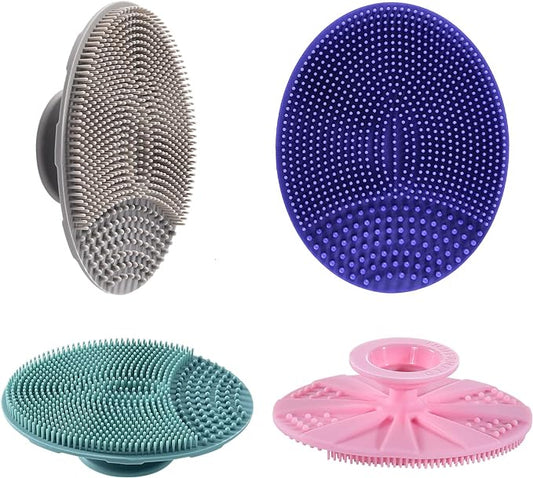 INNERNEED Silicone Face Cleansing Scrubber, Exfoliating Scrub Manual Handheld Facial Brush Blackhead Remover, Food-Grade Soft Bristle (Pack of 4)-FemmiqueWomen