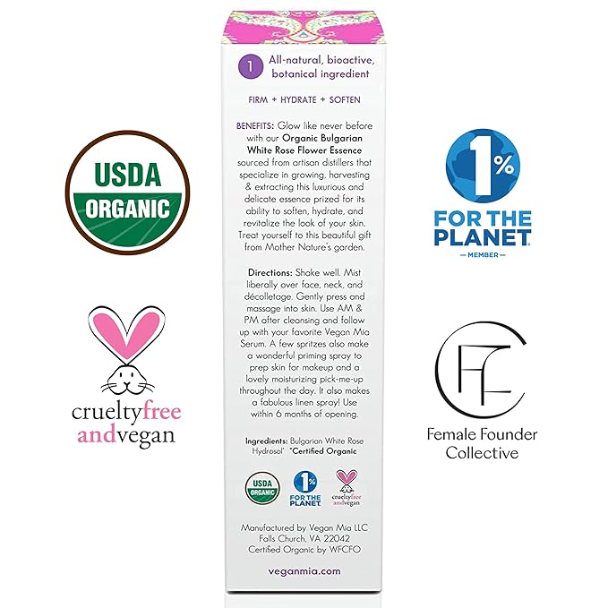 Organics - Radiance, Ultra-Hydrating Rose Water Spray for Face and Neck, Face Mist with Organic Rose Flower Essence, Facial Mist for All Skin Types, Hydrates Dry and Dull Skin, 3.4 fl oz-FemmiqueWomen