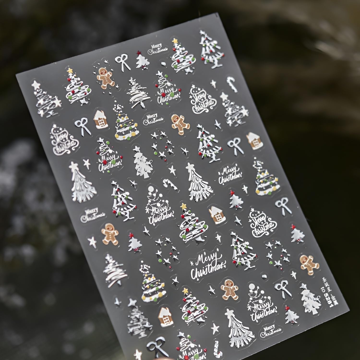 2 Sheets Christmas Nail Art Stickers 5D Embossed Nail Decals Silver Gold Star Bow Gingerbread Man Christmas Tree Nail Stickers Christmas Nail Supplies for Women Girls DIY Manicure Decorations-FemmiqueWomen