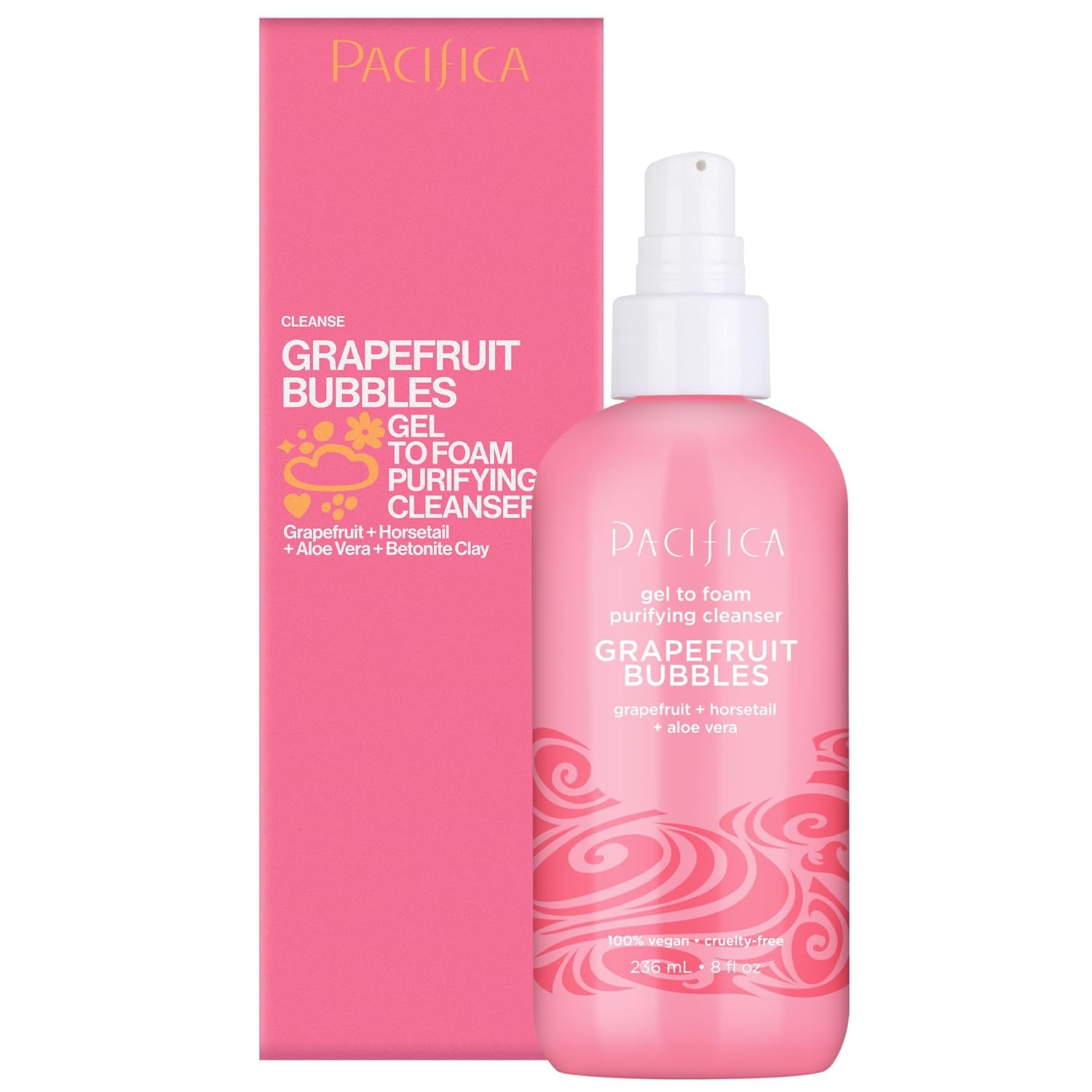 Pacifica Grapefruit Bubbles Gel-to-Foam Cleanser - Gentle Face Wash for Oily & Combination Skin, Helps Remove Excess Oil & Impurities, Helps Brighten, Vegan & Cruelty-Free Formula Dermatologist Tested-FemmiqueWomen