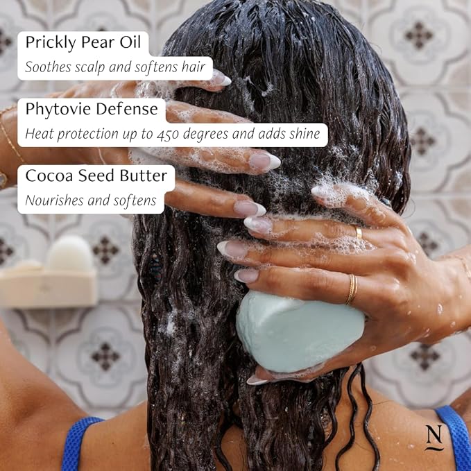 Nopalera Shampoo Bar - Moisturize and Shine, For Dry or Curly Hair, Color Safe, Paraben Free, Silicone & Sulfate Free, Made With Prickly Pear Oil (3.65 oz)-FemmiqueWomen
