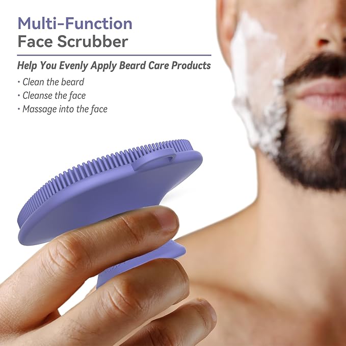 2 Pack Face Scrubber,Silicone Facial Cleansing Brush for Men & Women,Reusable Gentle Facial Waterproof Cleansing Skin Brush Exfoliating Scrubber for Sensitive Skin (Gray+Purple)-FemmiqueWomen