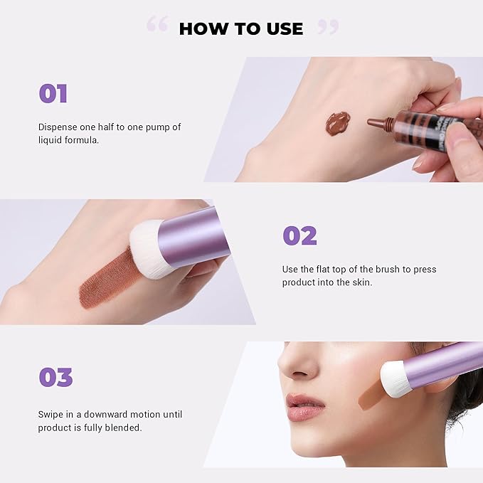 Jessup Foundation Brush for Liquid Makeup, Face Kabuki Makeup Brush for Contour Powder Blush and Bronzer, Ultra-Soft Fiber Perfect for Blending Liquid AS003-FemmiqueWomen