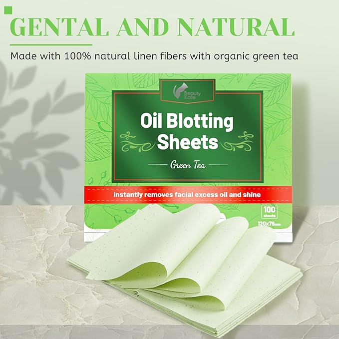 Oil Blotting Sheets for Face - Green Tea,26% Larger,6pk/600 Natural Blotting Paper for Oily Skin,Makeup Friendly Oil Absorbing Sheets,Easy To Grab One-FemmiqueWomen