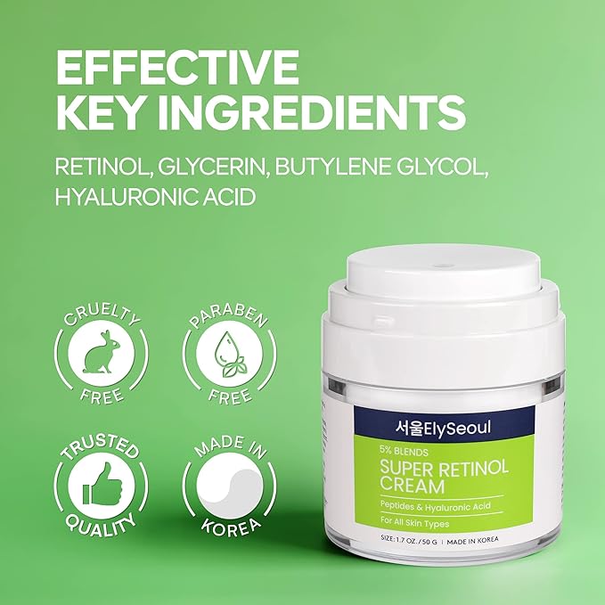 Retinol Cream for Face Korean Skincare: Anti-Aging Collagen Peptides & Hyaluronic Acid Face Cream for Women, 1.7 oz.-FemmiqueWomen