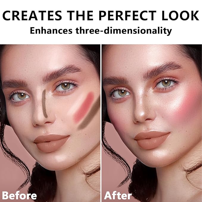 3 Pcs Contour Stick, Highlighter Stick, Blush Stick, Cream Contour Kit with Contour Brush, Create Face Contour, Non-greasy, Waterproof Long-lasting Effect for Women (2+5+6,LIGHT MEDIUM)-FemmiqueWomen