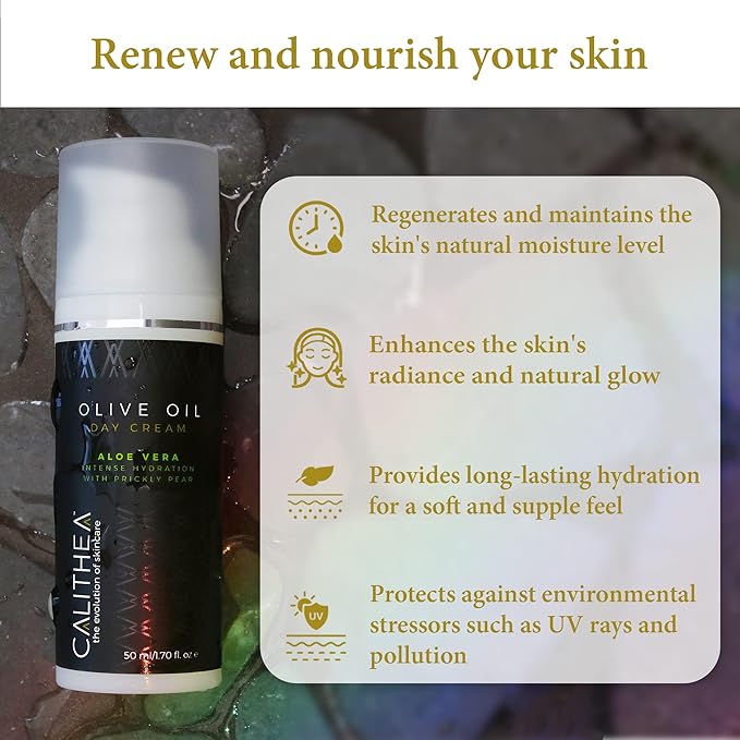 Calithea Day Cream Facial Moisturizer for Healthy, Glowing, Balanced Skin with Aloe Vera, Prickly Pear, Olive Oil-FemmiqueWomen