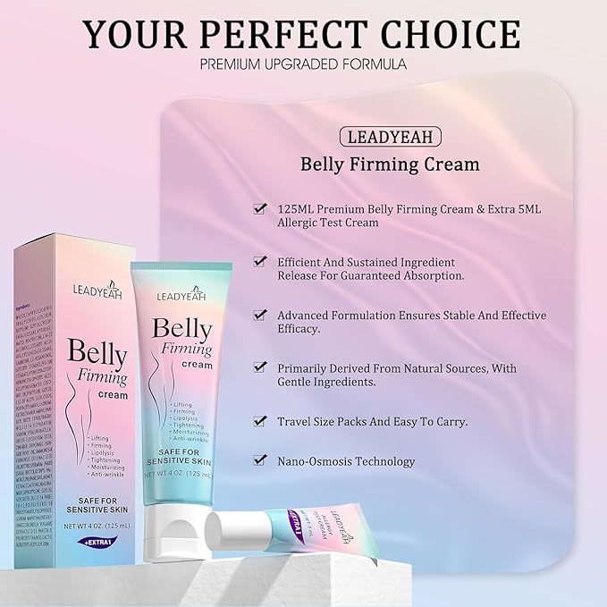 B Flat Belly Firming Cream - Moisturizing, Lifting, Firming for Stomach, Thighs and Butt, Body Lotion gift for Women and Men, 125 ML +5 ML-FemmiqueWomen