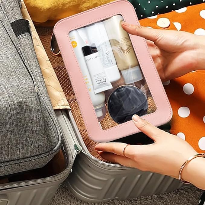 Clear Makeup Bag Small, TSA Approved Portable Toiletry Bag with Zipper Cosmetic Travel Bag Makeup Organizer Case Mini Makeup Pouch for Purse Car Organizer Bag for Women Men-FemmiqueWomen