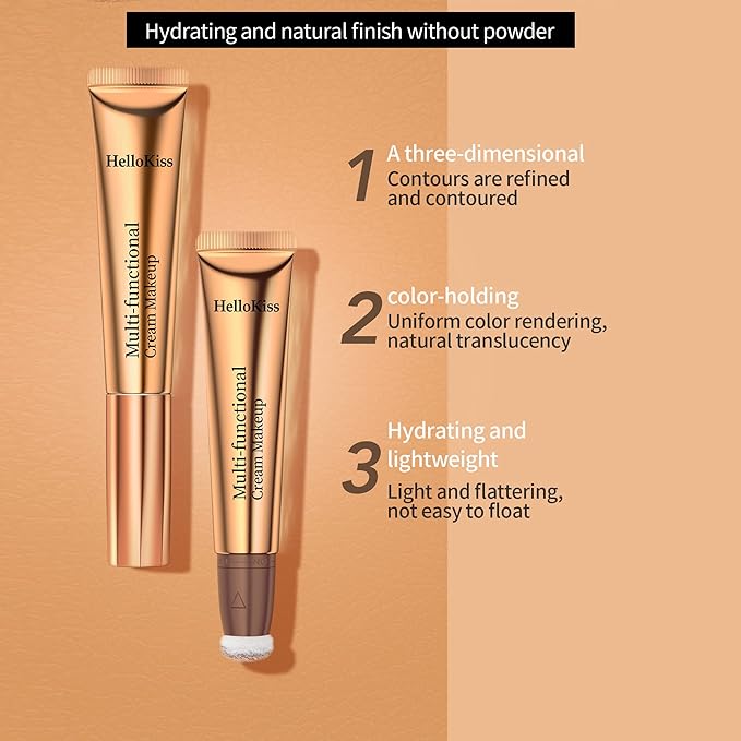 3pcs Contour Beauty Wand, Blush Wand and Liquid Highlighter Wand with Cushion Applicator, Long Lasting Silky Smooth Blendable Contour Highlighter Blush Stick,Cruelty Free,Contour +Blush +Highlighter Set（#01+#03+#05）-FemmiqueWomen