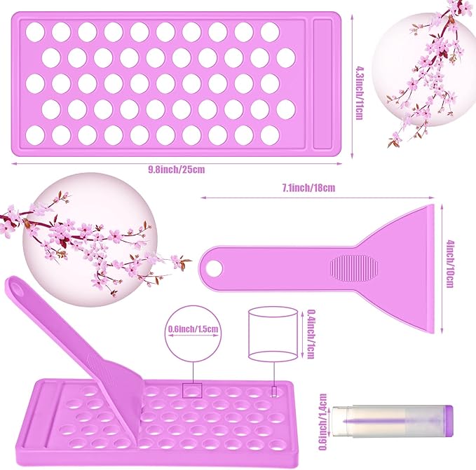 2 Sets Lip Balm Tray and Spatula Set Portable lipstick Holder Lip Balm Containers Lip Gloss Making Kit (Purple)-FemmiqueWomen