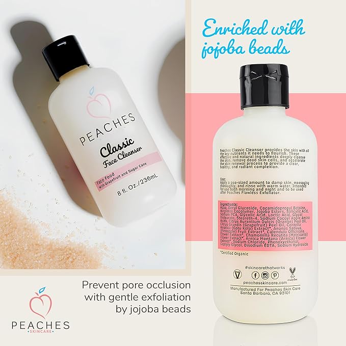 Hydrating Facial Cleanser – Gentle Daily Face Wash with Grapefruit, Sugar Cane, and Gotu Kola – Lightly Exfoliating Vegan Formula for All Skin Types – Classic Cleanser (8 oz)-FemmiqueWomen