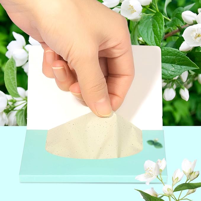 Teenitor Oil Absorbing Sheets for Face, 1000 Sheets Jasmine Oil Blotting Paper for Oily Skin, Natural Oil Control Film Oil Blotting Sheets for Face Men Women, Face Oil Sheets-FemmiqueWomen