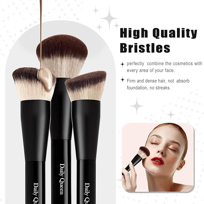 25 pcs Makeup Brush Set Holder Black Professional Kabuki Powder Concealers Eye shadows Blush Eyeliner Eyebrow Contour Eye blending Brushes (25pcs brush with box)-FemmiqueWomen