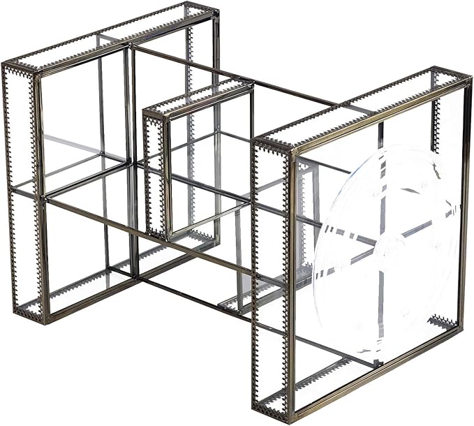 Vintage Glow Antique 360 Degree Rotating Makeup Organizer,4-Tier Spinning Perfume Tray,Countertop Cosmetic Storage,Glass Beauty Display,Retro Large Capacity Vanity Organizer for Brushes Skincare-FemmiqueWomen