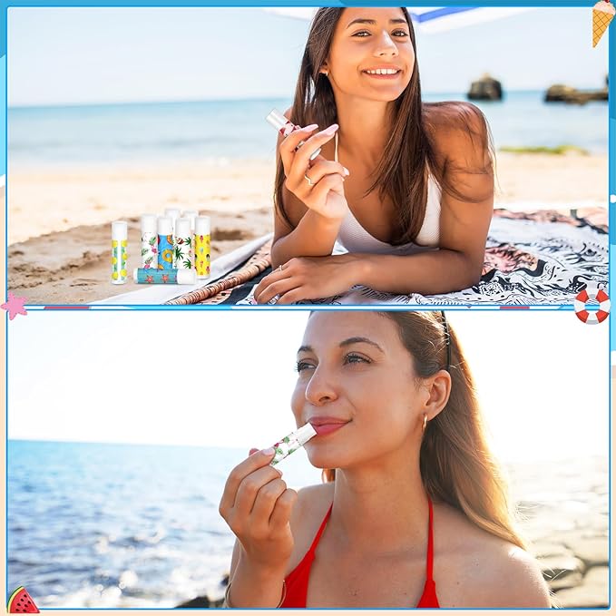 100 Pcs Summer Lip Balm Bulk Moisturizing Lip Balm Jasmine Flavor Lip Balms Cream Tropical Hawaiian Beach Luau Party Lip Care Product for Stocking Stuffers Beauty Gifts Women Men-FemmiqueWomen