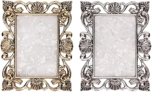 2pcs Resin Nail Art Palette, Nail Art Painting Palette Gold Silver Copper Mixed Color Vintage Photography Props Nail Gel Color Makeup Display Board Nail Art Cosmetic Mixing Tools-FemmiqueWomen