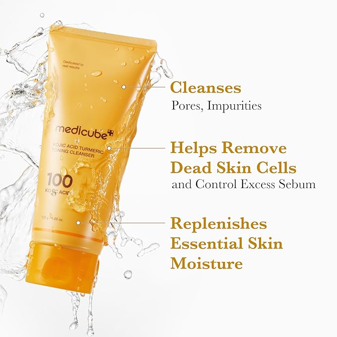 medicube Kojic Acid Turmeric Whip Cleanser | Daily Facial Cleanser for Brightening, Balancing Skin Tone & Texture | Fade Appearance of Uneven Patches & Ideal for Use After Spot Care | Korean Skincare-FemmiqueWomen