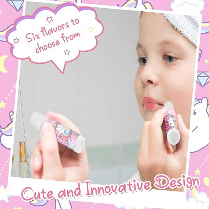 24 Pcs Unicorn Lip Balm Back to School Gift Unicorn Party Favors Lip Balm for Girls Birthday Party Favors Lip Gloss for Kids Gifts for Kids Fruity Favors Unicorn Gift for Cute Girls-FemmiqueWomen