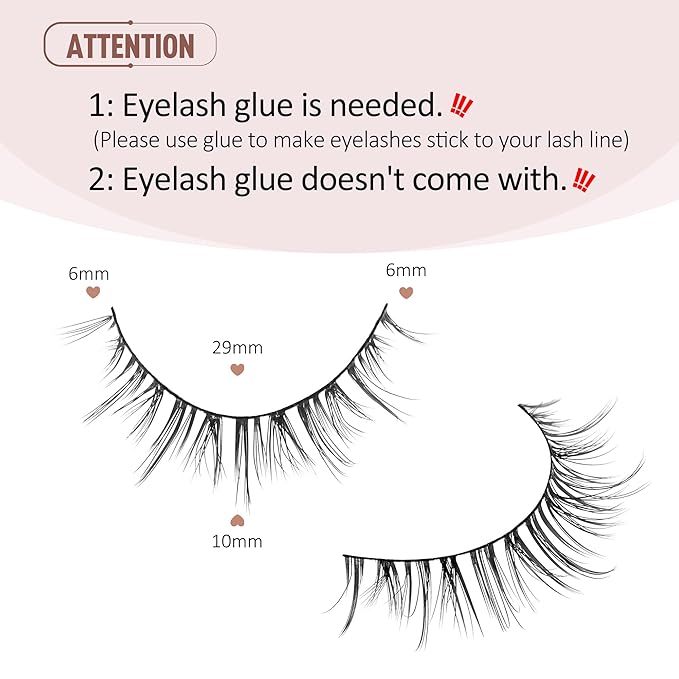 Onlyall Natural Lashes Short Eyelashes Wispy Lashes Natural Look Soft False Eyelashes False Eye Lashes Faux Mink Eyelashes 7 Pairs D2-FemmiqueWomen