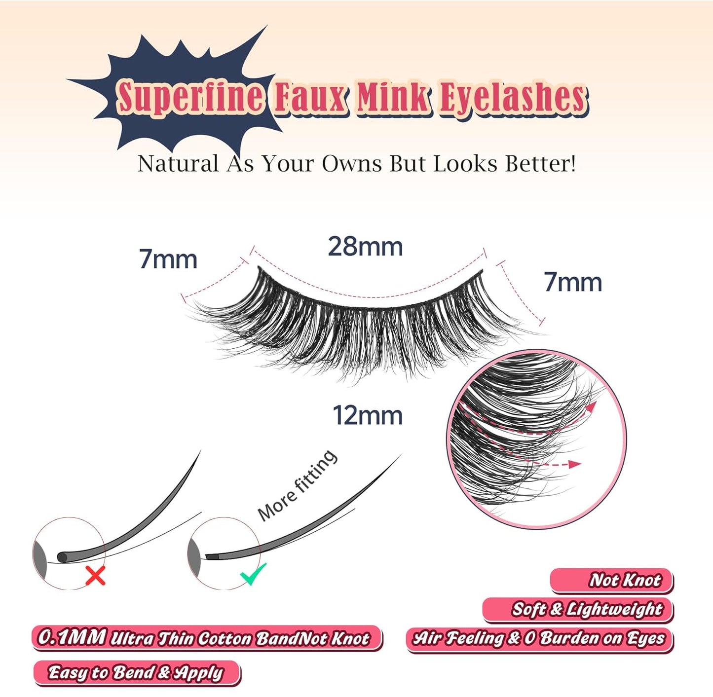 Lashes False Eyelashes 13MM Wispy Lashes Pack Fluffy Lash Strip EyeLashes with Thin Band C Curl Natural Lashes Fake Eyelash 7 Pair Siligli-FemmiqueWomen
