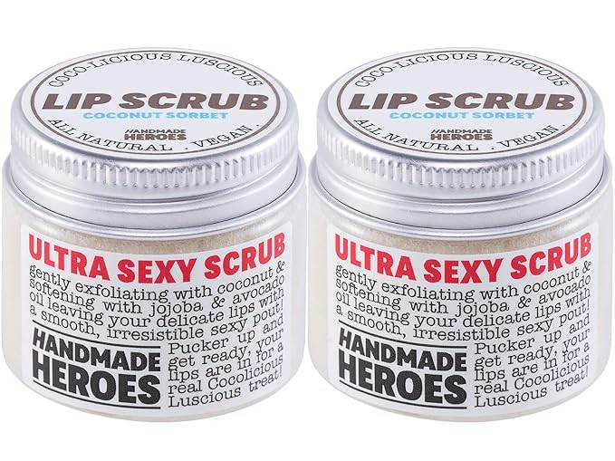 100% Natural Lip Scrub for Soft, Smooth Lips, Vegan Lip Scrub Gentle Exfoliator for Chapped and Dry Lips. 2 pc Coconut Lip Exfoliator Set lip exfoliator.-FemmiqueWomen