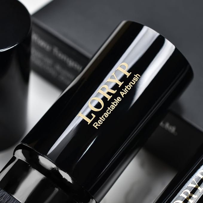 LORYP Retractable Makeup Brush Black Kabuki Foundation Brush for liquid Cream and Powder Makeup 2 Pack Travel Makeup Brush Set-FemmiqueWomen