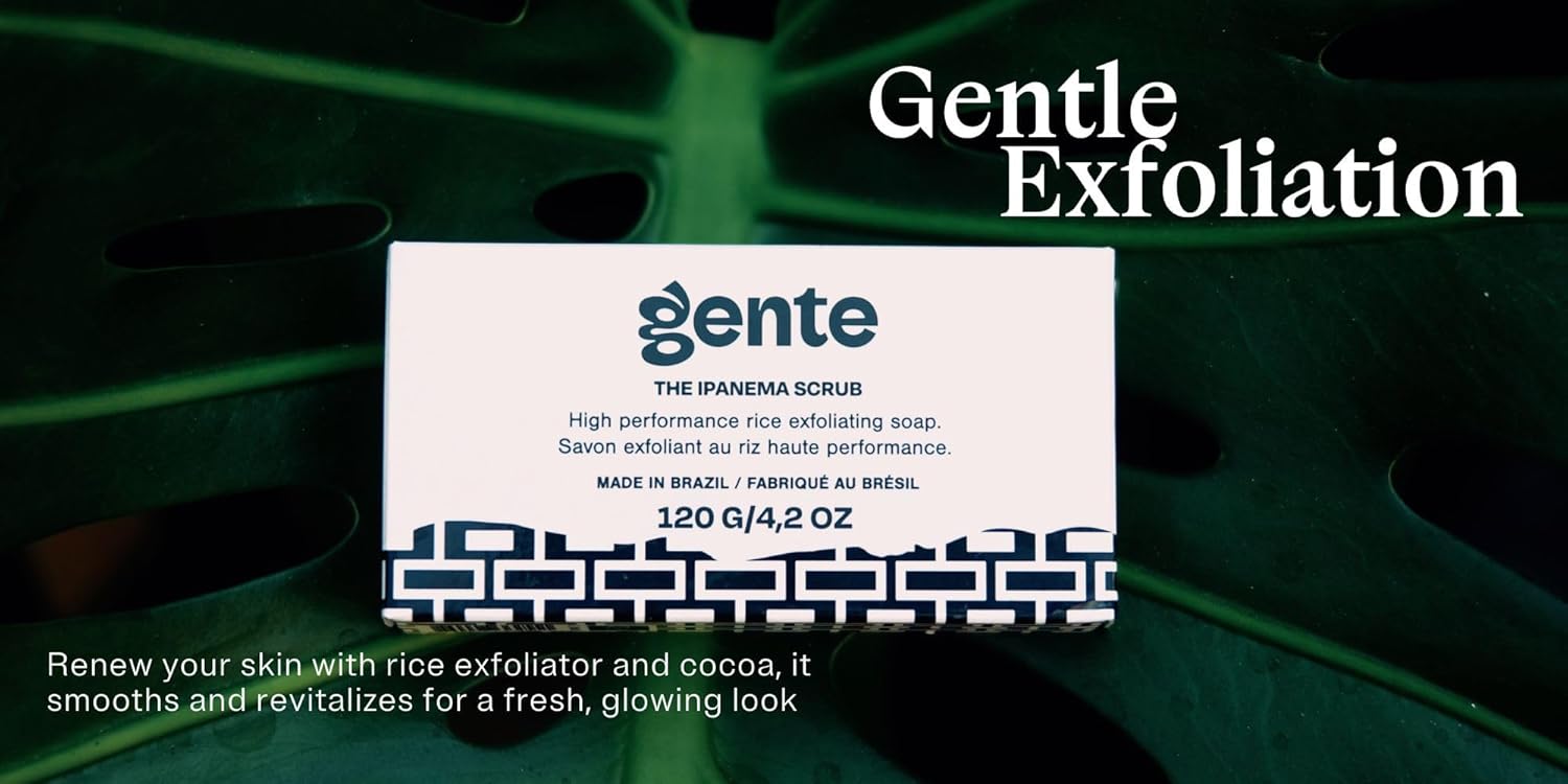 Gente Beauty The Ipanema Scrub Exfoliating Bar Soap – Gentle Cocoa & Rice Scrub for Smooth, Glowing Skin | Natural Ingredients for Daily Use - 4.5 oz-FemmiqueWomen