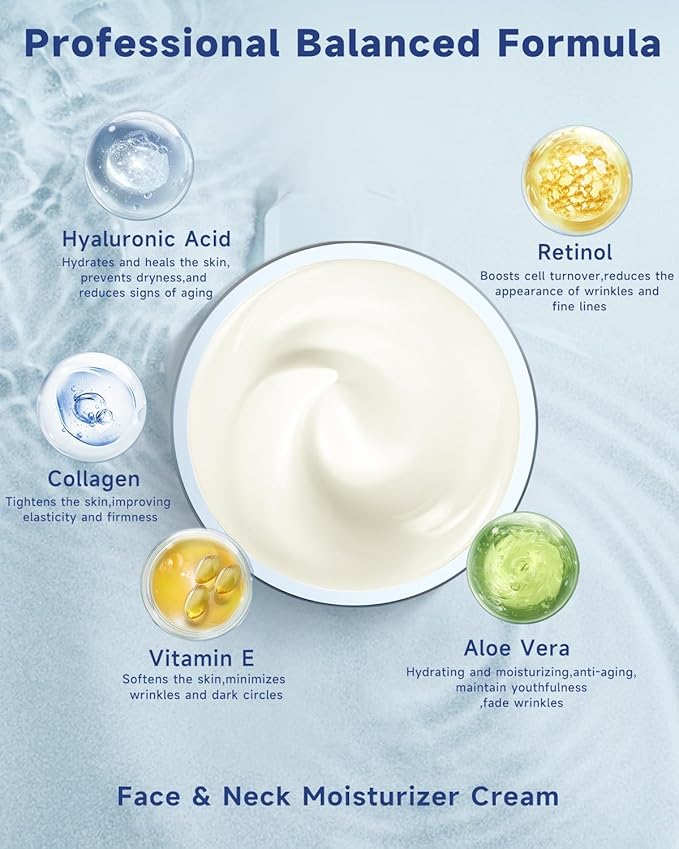 Retinol Cream for Face, Collagen Neck Creams for Tightening and Firming, Anti Aging Facial Moisturizer for Women & Men, Instant Face Lift Wrinkle Cream with vitamin c serum-FemmiqueWomen