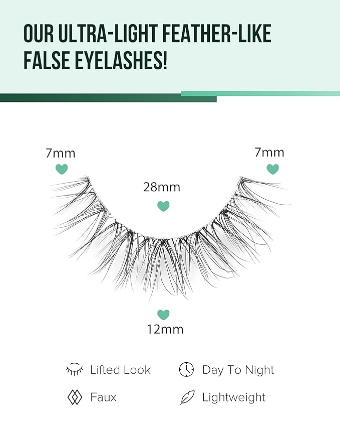 Eyelashes Natural Look Wipsy Lashes Natural Fake Lashes Clear Band Lashes Fluffy Mink Lashes Strip Lashes 12MM Demi Wispies Eyelashes-FemmiqueWomen