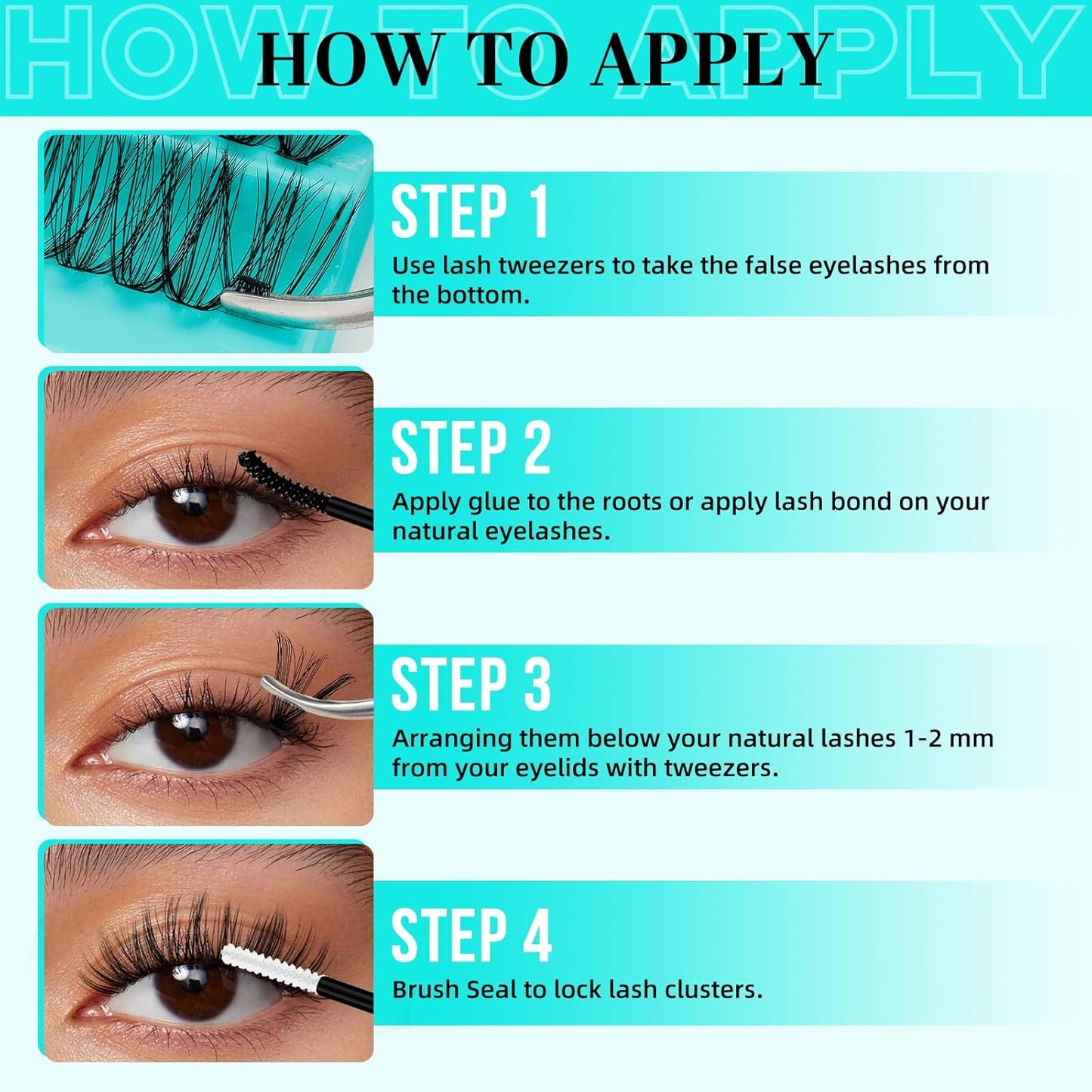 Lash Clusters Kit 200PCS 30D Eyelash Extension Kit D Curl Wispy Eyelash Clusters DIY Natural Individual Lashes Kits Lashes Extensions Kit with Lash Bond and Remover Eyelash Tweezer at Home（White Bond）-FemmiqueWomen