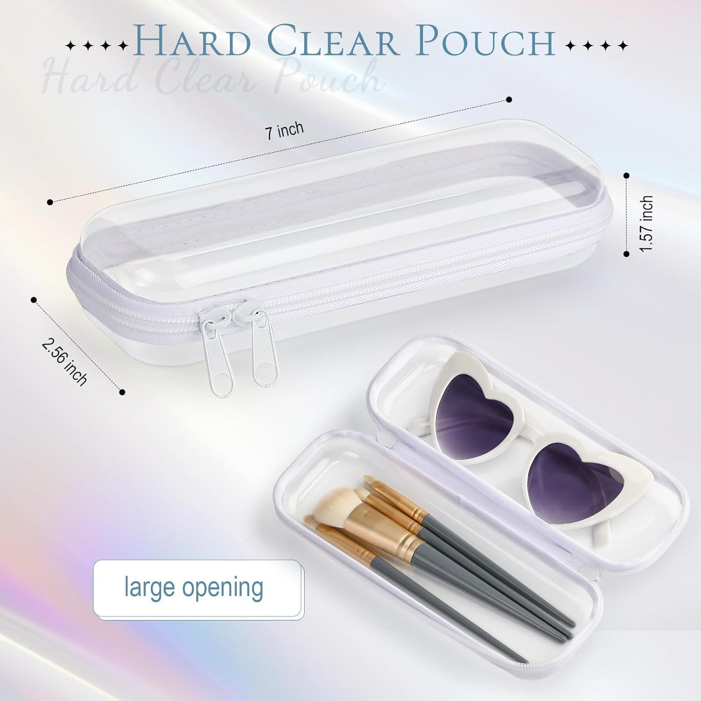 Sanwuta 6 Pcs Clear Hard Zipper Case Pencil Pouches Hard Plastic Zipper Pouches Makeup Bag Transparent Cases for Snacks Plastic Storage Organizer Box for Travel(White,7.87 x 2.56 x 1.57 Inch)-FemmiqueWomen