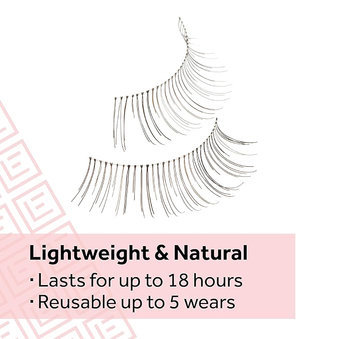 Eylure Naturals No. 020 Reusable Eyelashes, Adhesive Included, Black, 4 Pairs-FemmiqueWomen