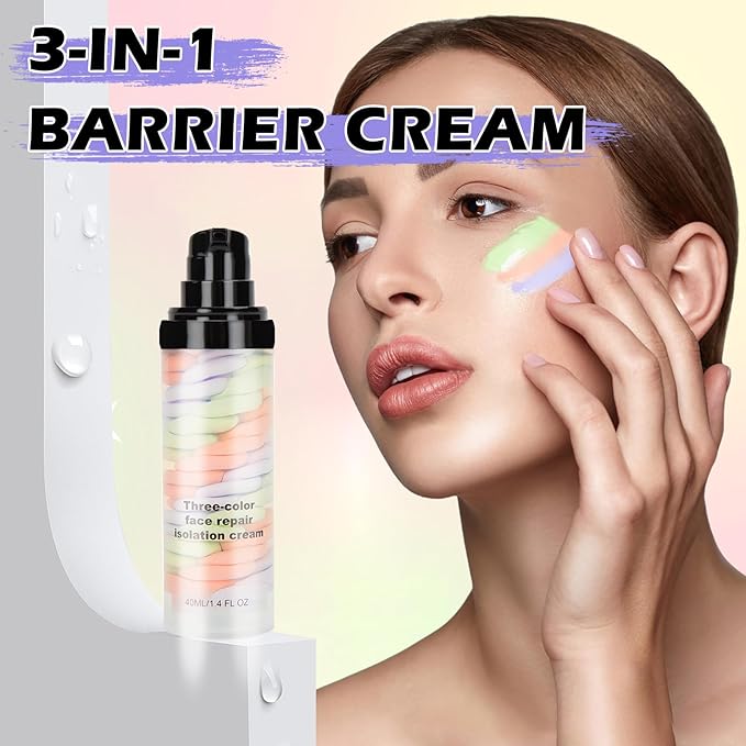 3 In 1 Color Corrector Makeup Primer Color Correcting Primer Cream Tinted Moisturizer Brightening Primer Facial Serum Isolation Cream Neutralizes Skin Tone for Face Before Makeup Base Cream-FemmiqueWomen