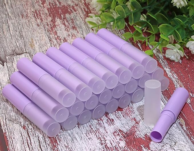 0.14oz Empty Flavored Lip Balm Container Tubes Plastic Homemade Moisturizing Lip Stick with Caps Bulk Fit for Women Adult DIY Making Supplies, 25 Count (Purple)-FemmiqueWomen